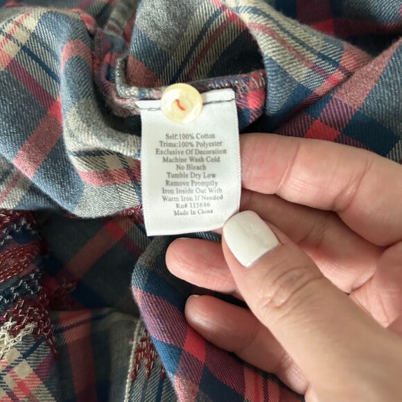 Johnny Was Embroidered Plaid Button Down Shirt Cotton Size XS - Picture 5 of 5